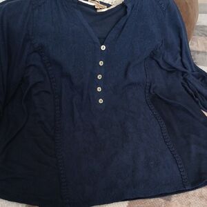 Democracy Navy Blue Blouse with Button Detail